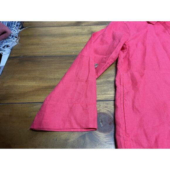 John Mark Blouse Women's Pink Linen - Wire Collar - Bell Sleeve - Size Small - Picture 3 of 11